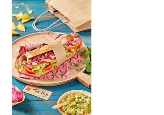 Sandwich mexicain, Photographie culinaire Pauline Daniel pour Florette Food service, stylisme culinaire Pauline Daniel